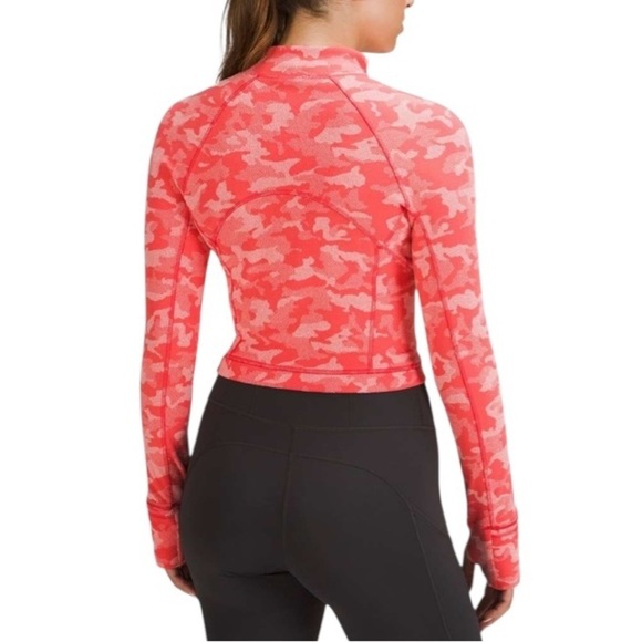 Lululemon Its Rulu Run Cropped Half Zip Camo Pale Raspberry Pink Mist Size 6 - Picture 2 of 14